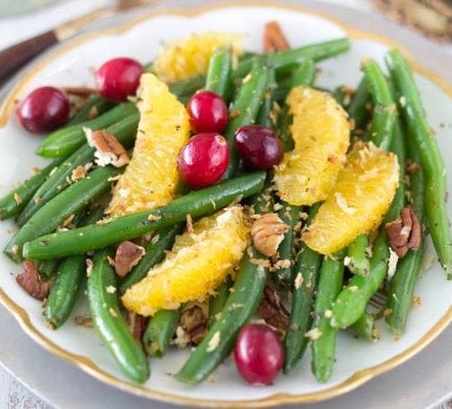 green beans with orange mustard dressing Easy Green Bean Salad with Mustard and Garlic Dressing