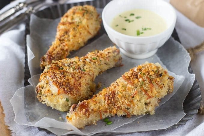panko crusted chicken with honey mustard sauce- simplehealthykitchen.com