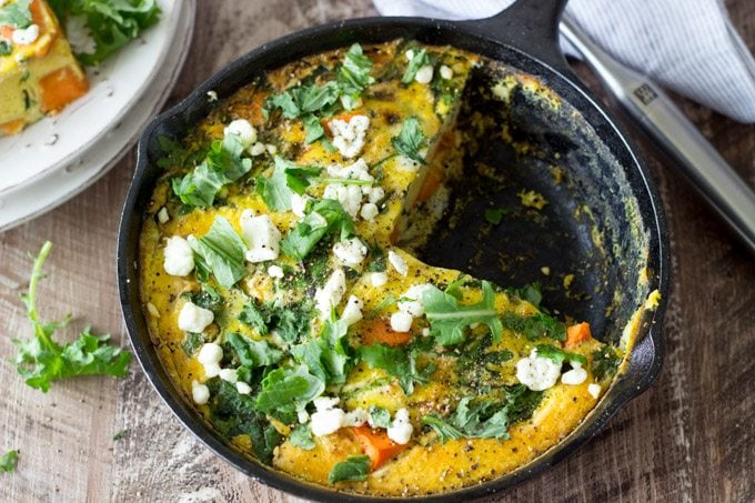 sweet potato and Kale frittata with goat cheese -simplehealthykitchen.com-1