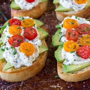 Avocado Toast + Herbed Ricotta and Fresh Tomatoes | SimpleHealthyKitchen.com