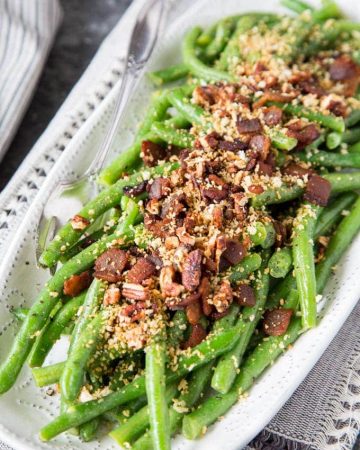 Honey Dijon Green Beans with Bacon and Pecans