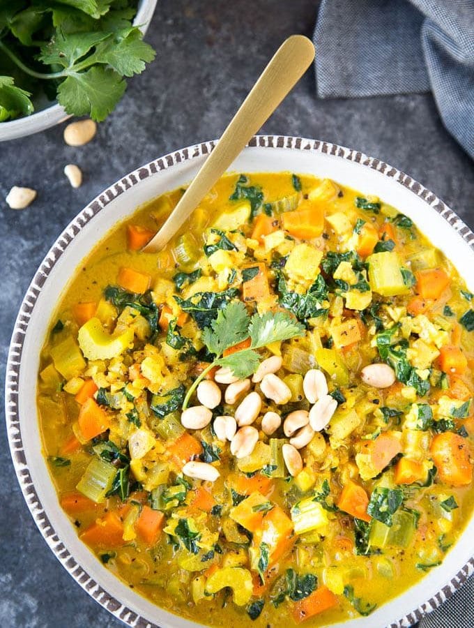 Healthy Curried Cauliflower "Rice" Soup
