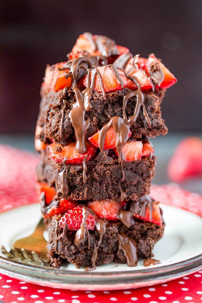 Nutella + Chocolate Covered Strawberry Brownies