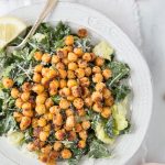 Kale Caesar Salad + Crispy Parmesan Chickpeas