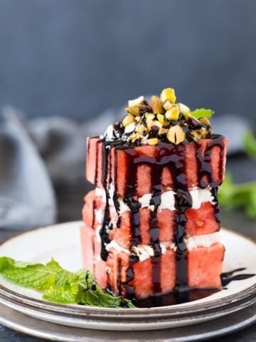 Watermelon + Feta Stack ( with balsamic & mint)