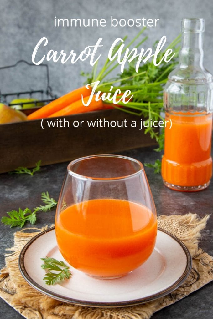 carrot apple juice in a clear glass
